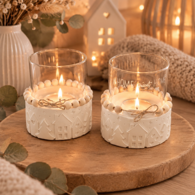 1 x Weihnachtsteelicht in beige oder wei&szlig;